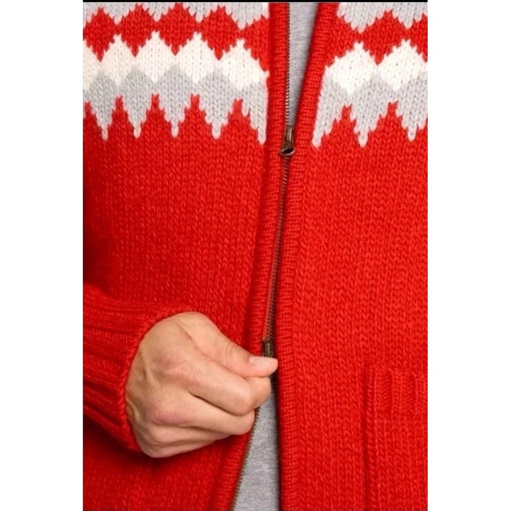 Alpine Design Zip Cardigan Mens Large Red Mountain Peak Wool Blend Sweater NEW - Picture 7 of 15